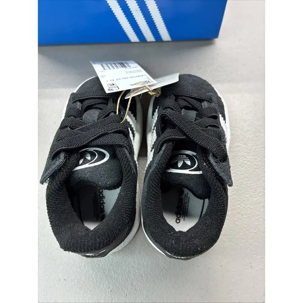 Adidas Campus 00 Elastic Core Toddler Sneakers Shoe BLACK/WHITE JI4335 SIZE 5K